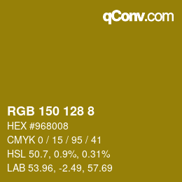 颜色代码: RGB 150 128 8 | qconv.com