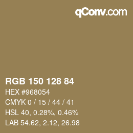 カラーコード: RGB 150 128 84 | qconv.com
