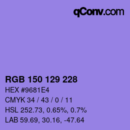 颜色代码: RGB 150 129 228 | qconv.com