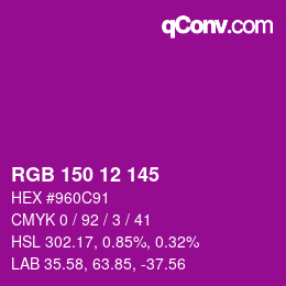 Color code: RGB 150 12 145 | qconv.com