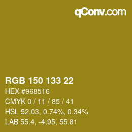 Color code: RGB 150 133 22 | qconv.com