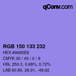 Farbcode: RGB 150 133 232 | qconv.com