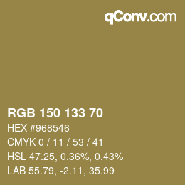 Farbcode: RGB 150 133 70 | qconv.com