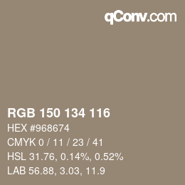 Code couleur: RGB 150 134 116 | qconv.com