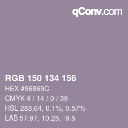 Color code: RGB 150 134 156 | qconv.com