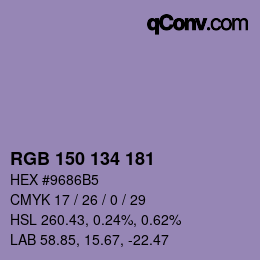 Color code: RGB 150 134 181 | qconv.com