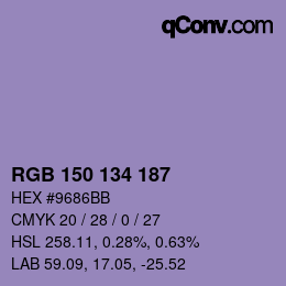 Color code: RGB 150 134 187 | qconv.com