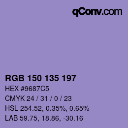 Código de color: RGB 150 135 197 | qconv.com