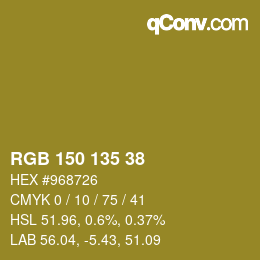 カラーコード: RGB 150 135 38 | qconv.com