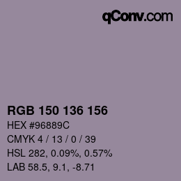 Color code: RGB 150 136 156 | qconv.com