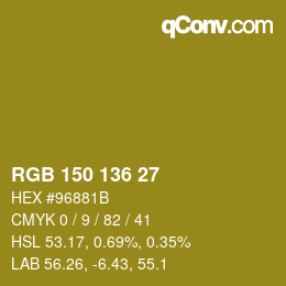 Color code: RGB 150 136 27 | qconv.com