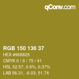 Color code: RGB 150 136 37 | qconv.com