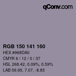 Color code: RGB 150 141 160 | qconv.com