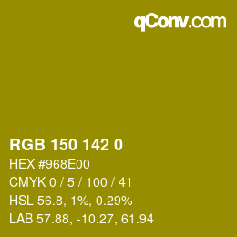Color code: RGB 150 142 0 | qconv.com