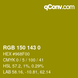 Color code: RGB 150 143 0 | qconv.com