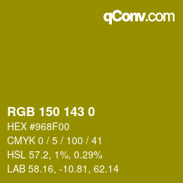 Color code: RGB 150 143 0 | qconv.com