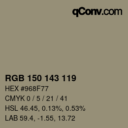 カラーコード: RGB 150 143 119 | qconv.com