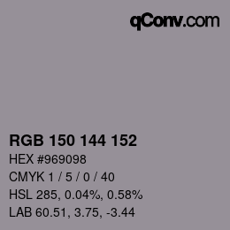 Código de color: RGB 150 144 152 | qconv.com