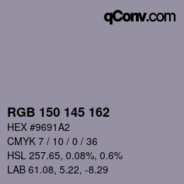 Color code: RGB 150 145 162 | qconv.com