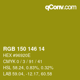 Color code: RGB 150 146 14 | qconv.com