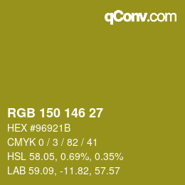 Color code: RGB 150 146 27 | qconv.com