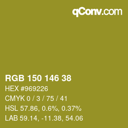 カラーコード: RGB 150 146 38 | qconv.com