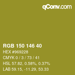 Color code: RGB 150 146 40 | qconv.com