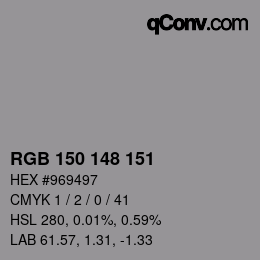 カラーコード: RGB 150 148 151 | qconv.com