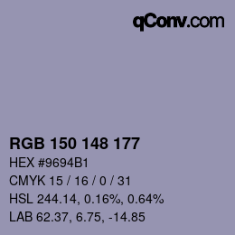Farbcode: RGB 150 148 177 | qconv.com