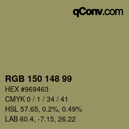 カラーコード: RGB 150 148 99 | qconv.com