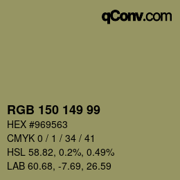 Código de color: RGB 150 149 99 | qconv.com