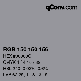 Código de color: RGB 150 150 156 | qconv.com