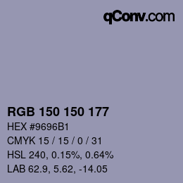 Color code: RGB 150 150 177 | qconv.com