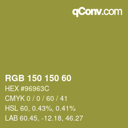 Código de color: RGB 150 150 60 | qconv.com