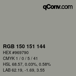 Color code: RGB 150 151 144 | qconv.com