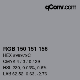 Farbcode: RGB 150 151 156 | qconv.com