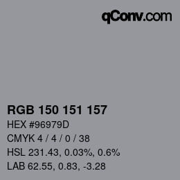 Color code: RGB 150 151 157 | qconv.com