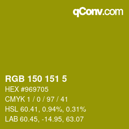 Color code: RGB 150 151 5 | qconv.com