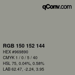 颜色代码: RGB 150 152 144 | qconv.com