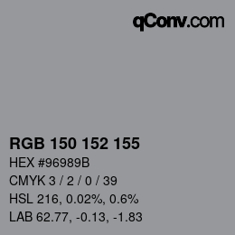 颜色代码: RGB 150 152 155 | qconv.com