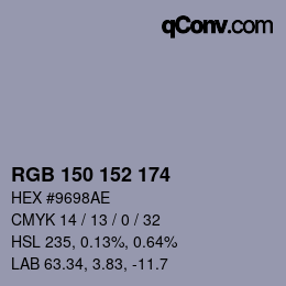 カラーコード: RGB 150 152 174 | qconv.com