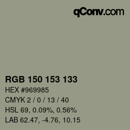 颜色代码: RGB 150 153 133 | qconv.com