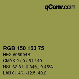 Código de color: RGB 150 153 75 | qconv.com