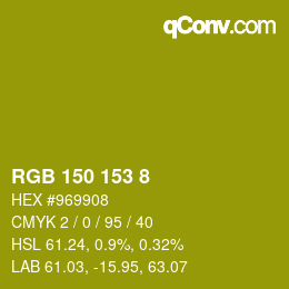 Color code: RGB 150 153 8 | qconv.com