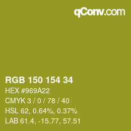 Color code: RGB 150 154 34 | qconv.com