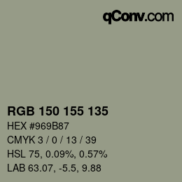 Código de color: RGB 150 155 135 | qconv.com