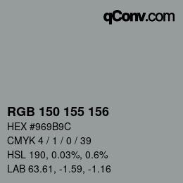 Farbcode: RGB 150 155 156 | qconv.com