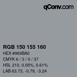 Color code: RGB 150 155 160 | qconv.com