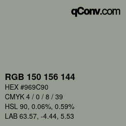 カラーコード: RGB 150 156 144 | qconv.com