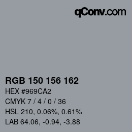 Código de color: RGB 150 156 162 | qconv.com